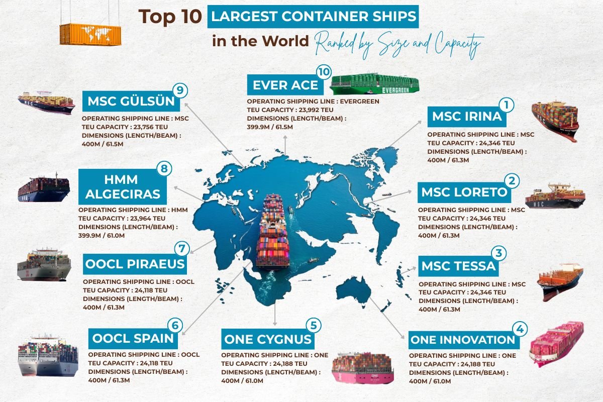 Top 10 Largest Container Ships in the World Ranked by Size | The Enterprise World