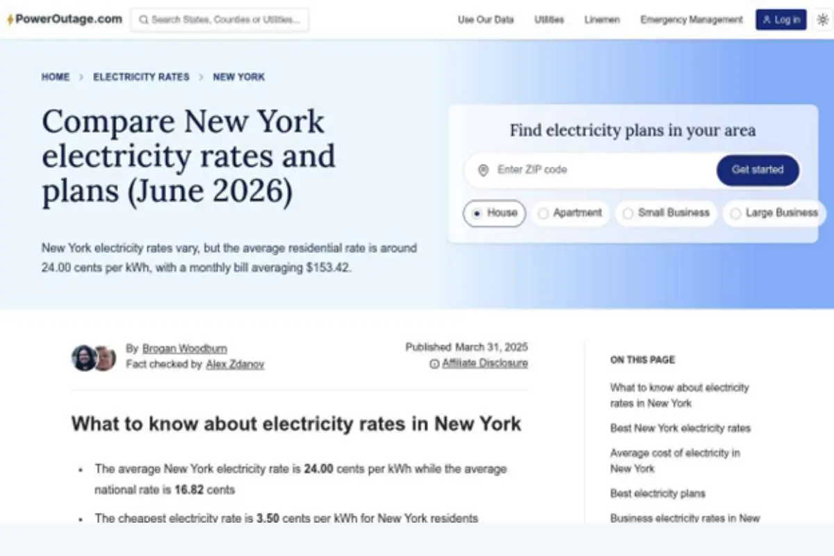 PowerOutage.us NY Rates – Compares New York electricity rates and plans, highlighting the cheapest rates and monthly bill estimates | The Enterprise World