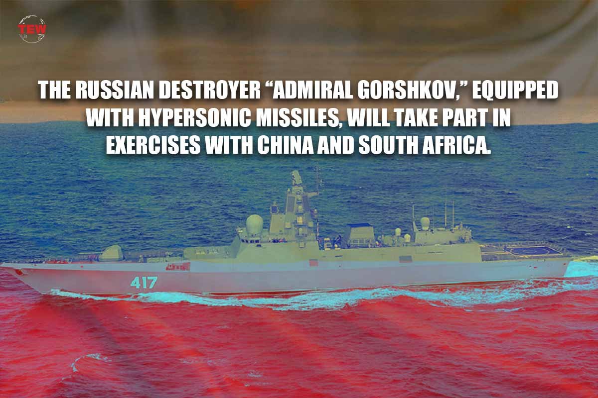 The Russian destroyer "Admiral Gorshkov," equipped with hypersonic missiles.