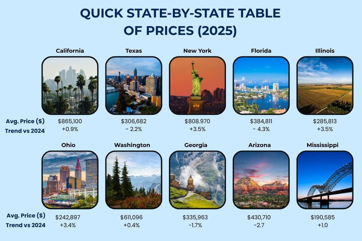 National Average House Price by State in 2025 | The Enterprise World 
