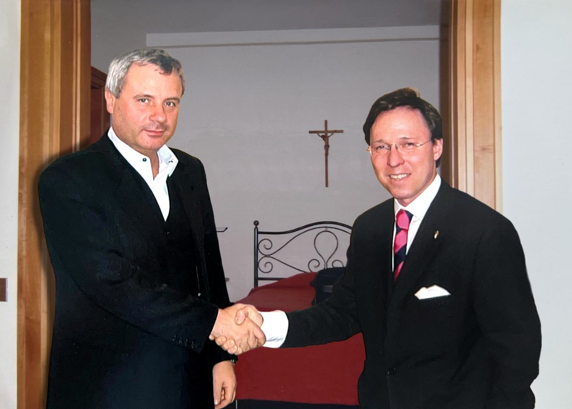 Andrea Sodano, nephew of His Eminence Angelo Cardinal Sodano, the esteemed Secretary of State and Dean of the College of Cardinals, is captured greeting Derek Bryson Park | Derek Bryson Park’s Mission inside the Vatican | The Enterprise World