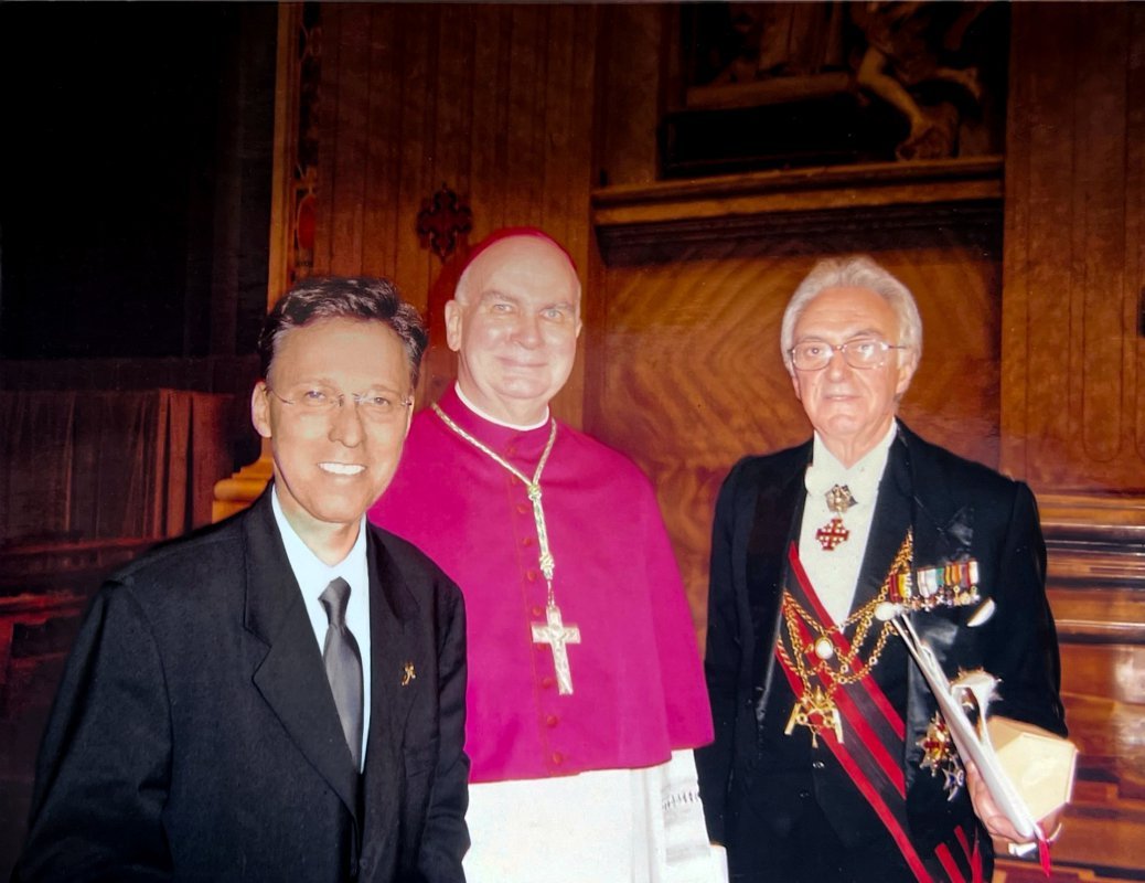 His Eminence, a distinguished Cardinal Archbishop, alongside the Grand Commander of the Sovereign Military Order of Malta and Derek Bryson Park, gathered at the entrance of the Pauline Chapel | Derek Bryson Park’s Mission inside the Vatican | The Enterprise World