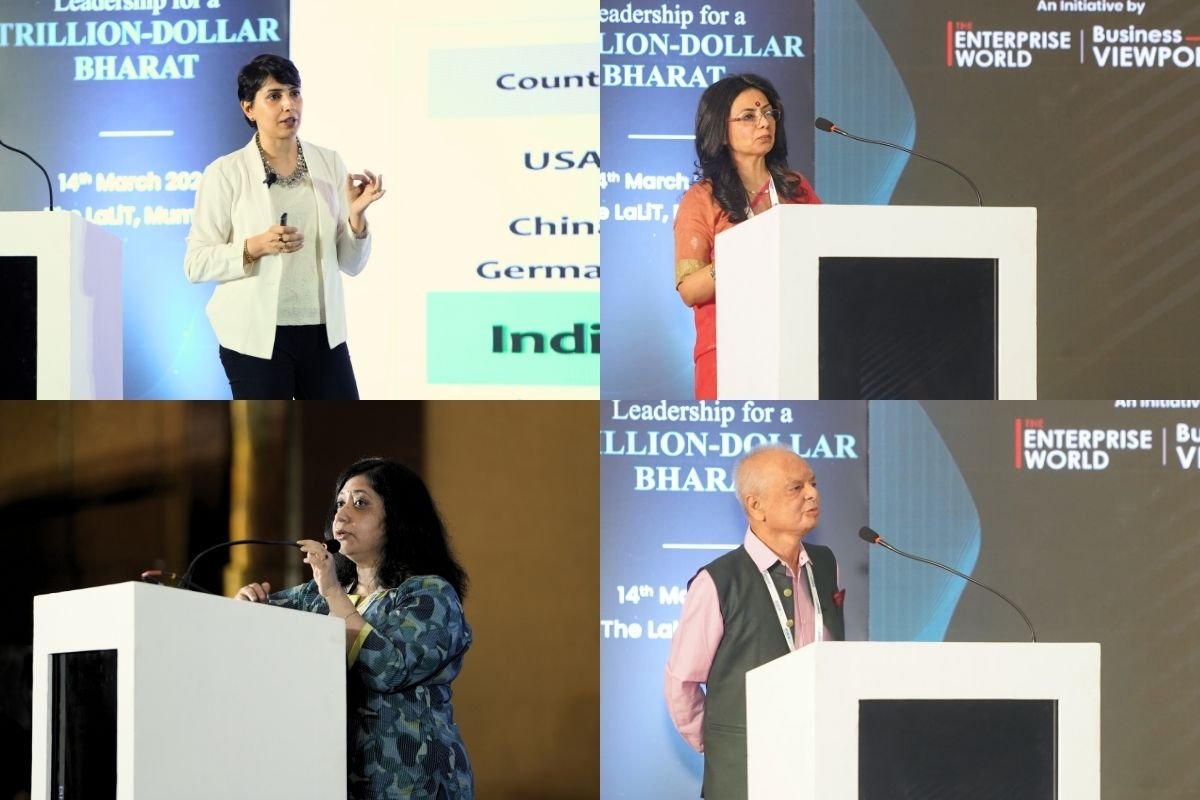 Bharat 2.0 Conclave 2026 leadership panel: Amrita Asrani, Rashika Kaul, Taruna Gupta, and Vikram Oza