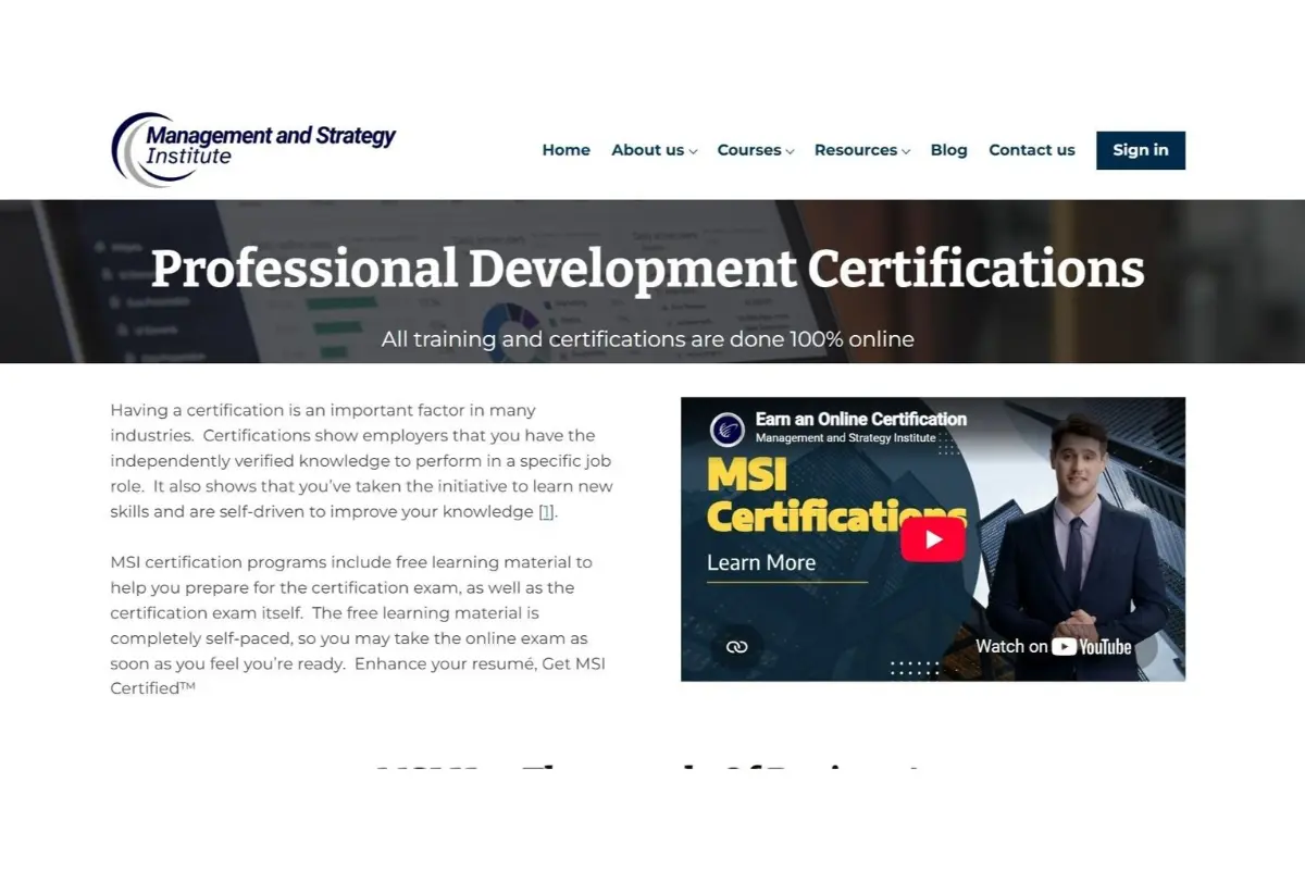 Management and Strategy Institute Review: Flexible Online Certifications | The Enterprise World